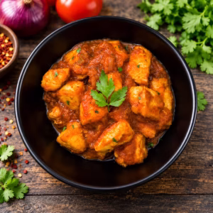 Chicken Handi Rezept: cremiges pakistanisches Hähnchen-Curry mit Tomaten, Joghurt, grünen Chilis und frischem Koriander