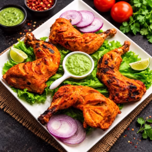 Tandoori Chicken Rezept: pakistanisches Tandoori-Hähnchen mit würziger Joghurtmarinade und gerösteter Oberfläche