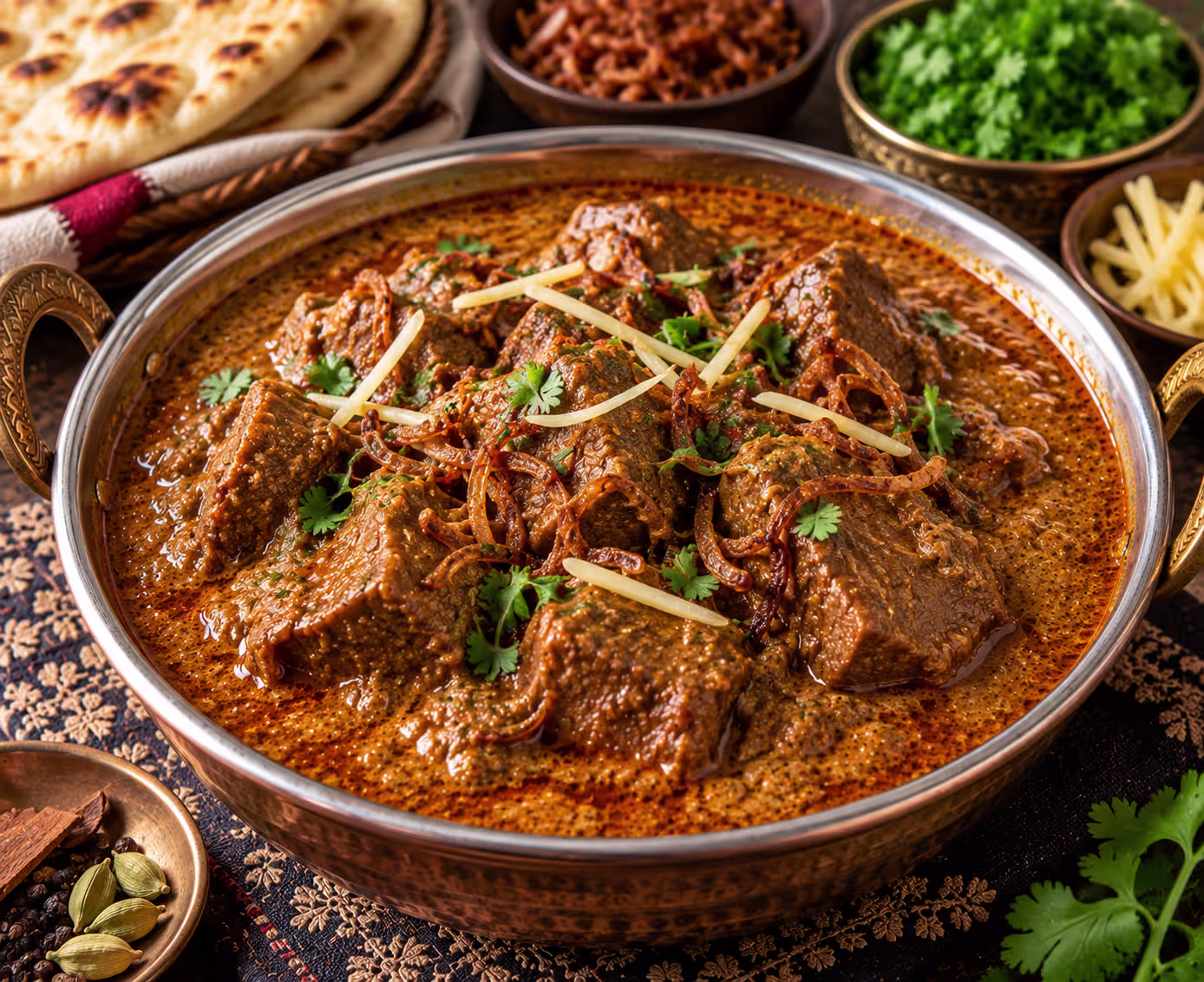 Beef korma with tender beef in a rich Pakistani spiced gravy
