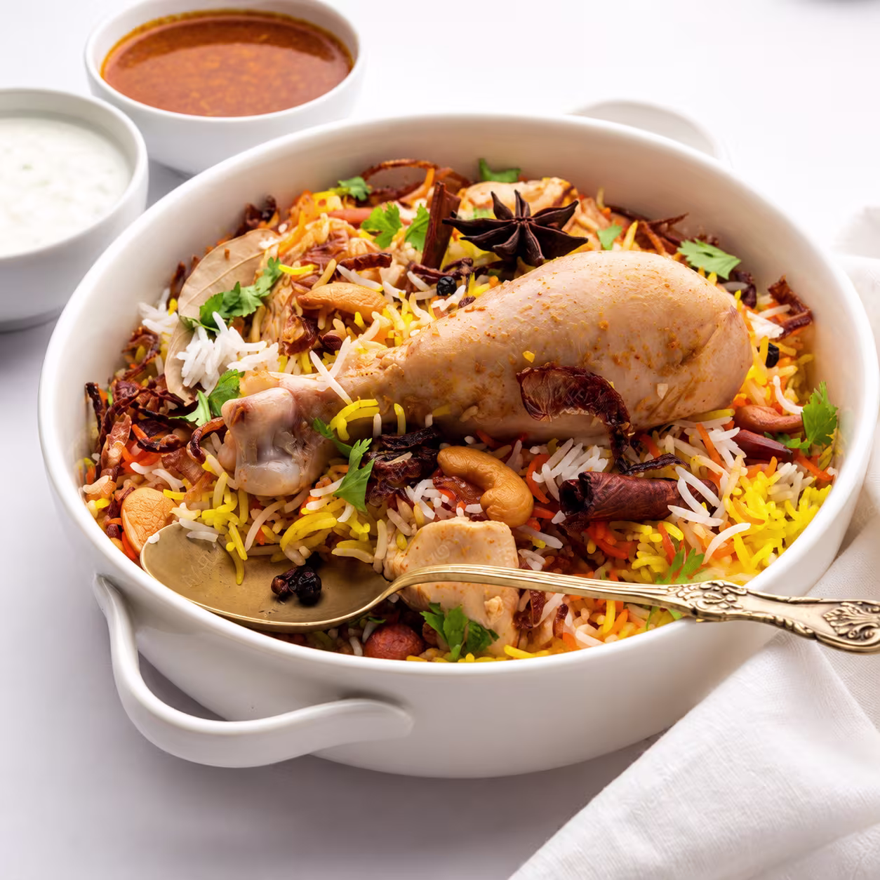 One Pot Chicken Biryani mit aromatischem Basmatireis, zartem Hähnchen und Gewürzen
