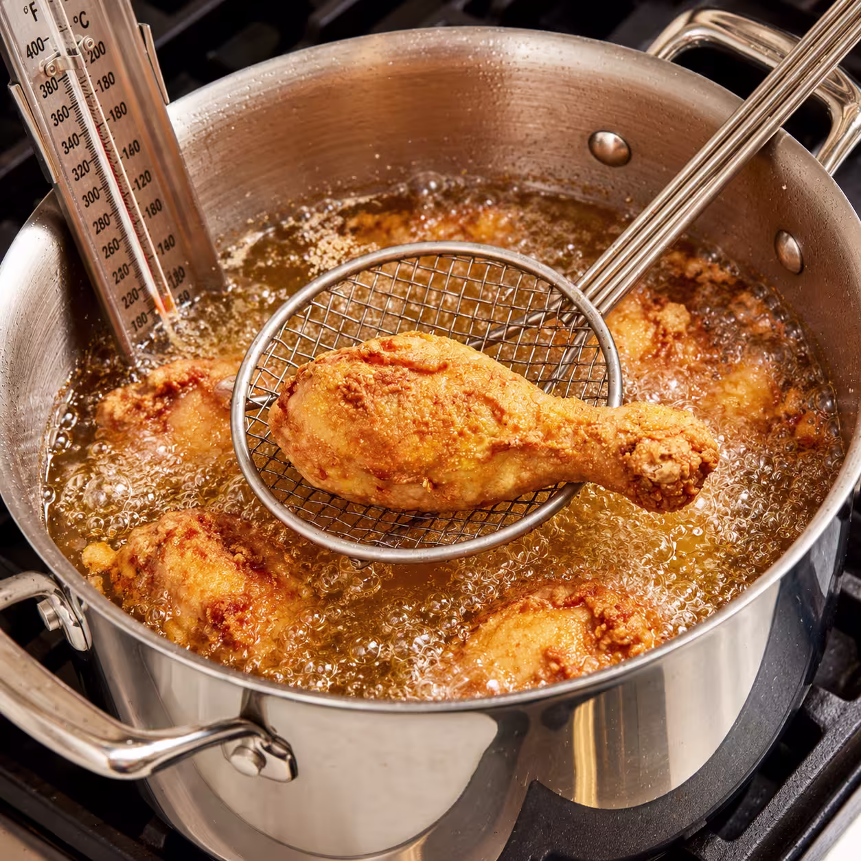 Hähnchenstücke in der Karahi anbraten